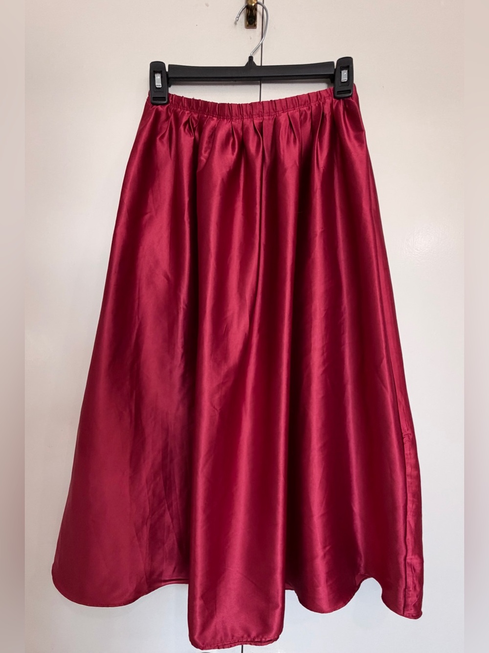 Everleigh Red Satin Midi Skirt